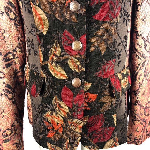 Coldwater Creek 2 Metal Button Leaf Print Blazer - Picture 4 of 15